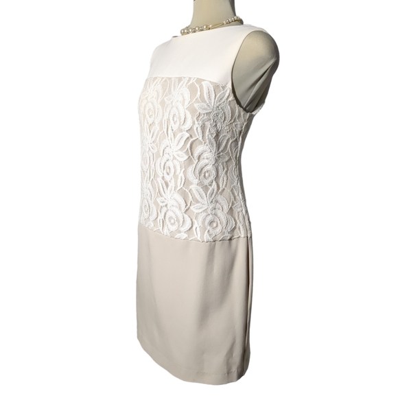 SD Collection, Luxury Sleeveless Cream and white Lace Dress Size 6 - Picture 6 of 12